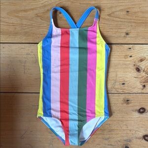 Mini Boden Pink and Blue One Piece Swimsuit with Racerback